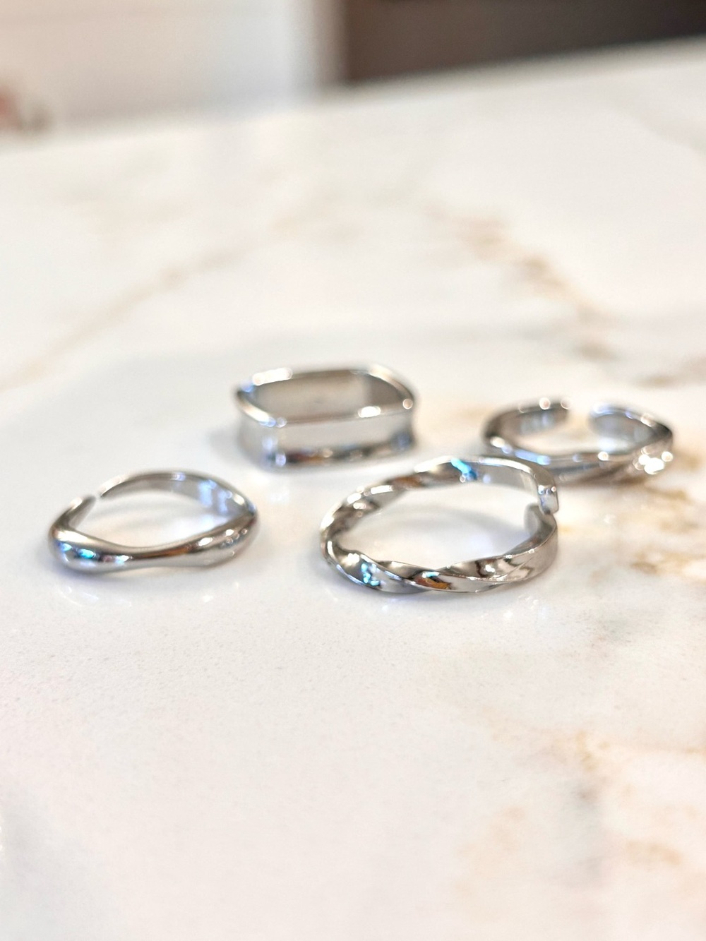 Silver Tone Women's Mixed Stackable Rings Set - Picture 5 of 6